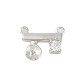 925 Sterling Silver Pave Clear Cubic Zirconia Rectangle Charms