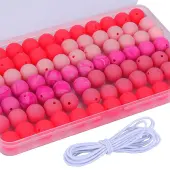80Pcs 4 Style Round Silicone Focal Beads