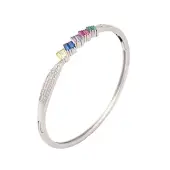 Brass Pave Colorful Glass Hinged Bangles for Women