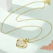 Brass Micro Pave Clear Cubic Zirconia Pendant Necklaces for Women