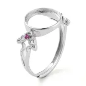 Flat Round Adjustable 925 Sterling Silver Ring Components