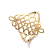 Hollow Out Chinese Knot 304 Stainless Steel Finger Ring for Women