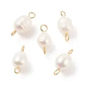 Natural Cultured Freshwater Pearl Beads Connector Charms