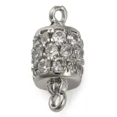 Brass Micro Pave Clear Cubic Zirconia Hollow Column Connector Charms