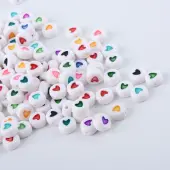 Opaque Acrylic Heart Letter Beads