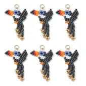 Glass Seed Beaded Bird Pendants