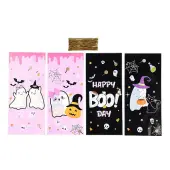 50Pcs Halloween Theme Rectangle Plastic Cookies Bags