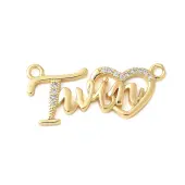 Brass Micro Pave Clear Cubic Zirconia Links