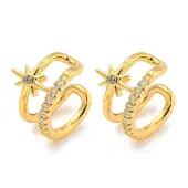 Brass Micro Pave Cubic Zirconia Cuff Earrings