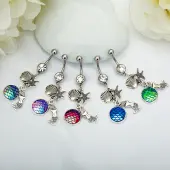 316L Surgical Stainless Steel Mermaid Starfish Dangle Belly Rings