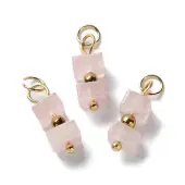 Natural Rose Quartz Cuboid Beaded Pendants