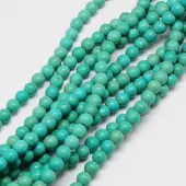 1 Strand Dyed Light Sea Green Round Synthetic Turquoise Beads Strands
