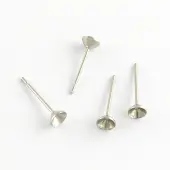Non-Tarnish 304 Stainless Steel Flat Round Blank Peg Stud Earring Settings