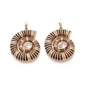 Brass Micro Pave Clear Cubic Zirconia Enamel Pendants