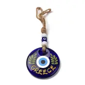 Flat Round with Evil Eye Lampwork Pendant Decoration