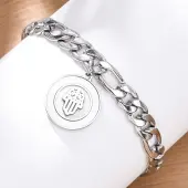 304 Stainless Steel Flat Round with Hamsa Hand Charm Bracelets