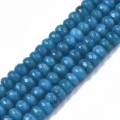 Faceted Rondelle Dyed Natural White Jade Bead Strands