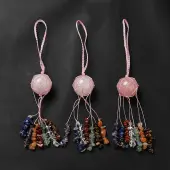 Natural Rose Quartz Round Pendant Decorations