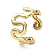 Rack Plating Brass Twist Wave Open Cuff Rings for Women
