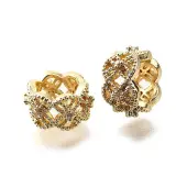 Column Brass Micro Pave Cubic Zirconia European Spacer Beads