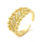 Brass Micro Pave Cubic Zirconia Cuff Rings