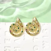 Vortex Spiral Brass Micro Pave Cubic Zirconia Stud Earrings