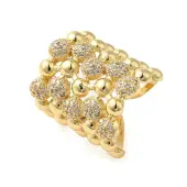 Brass Micro Pave Clear Cubic Zirconia Open Cuff Rings
