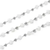 Cube Glass & 201 Stainless Steel Beaded Chains