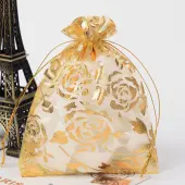 Rose Printed Organza Bags