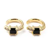 Brass Micro Pave Cubic Zirconia Cuff Earrings