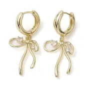 Bowknot Brass Dangle Hoop Earrings