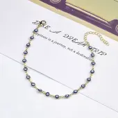 Christmas Brass Evil Eye Enamel Link Chain Anklets for Women