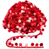 6.5 Yards Gradient Color Polyester Pom Pom Ball Tassel Ribbons