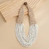 Bohemia Style Multi-strand Glass Seed Beaded Bib Necklaces for Women