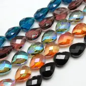Electroplate Crystal Glass Teardrop Beads Strands
