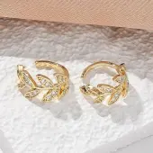 Brass Micro Pave Clear Cubic Zirconia Cuff Earrings