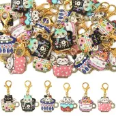 24Pcs 6 Styles Printed Alloy Enamel Pendant Decorations