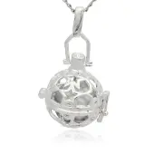 Silver Color Plated Brass Hollow Round Cage Pendants