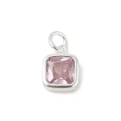 925 Sterling Silver Pave Cubic Zirconia Square Charms with Jump Rings and 925 Stamp
