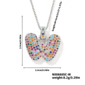 Brass Pave Colorful Cubic Zirconia Letter Pendant Box Chain Necklaces
