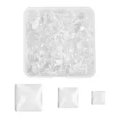 150Pcs 3 Styles Transparent Glass Square Cabochons