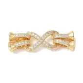 Brass Micro Pave Clear Cubic Zirconia Fold Over Clasps