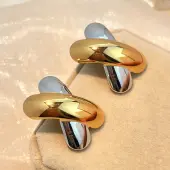 304 Stainless Steel Two Tone Stud Earrings