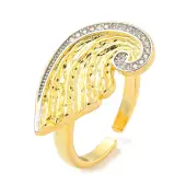 Brass Micro Pave Clear Cubic Zirconia Open Cuff Ring for Women