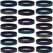 20Pcs 20 Style Motivational Quotes Silicone Cord Bracelets Wristbands