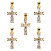 5Pcs Brass Micro Pave Clear Cubic Zirconia Pendant