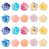 SUNNYCLUE 1 Box 60Pcs 10 Styles Rose Cabochon Resin Flower Charm Bulk Colorful Flatback 3D Flowers Floral Mini Bead Charm Cabochon for...