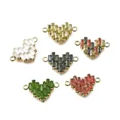 304 Stainless Steel Rhinestone Heart Connector Charms