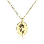 Brass Birth Month Flower Pendant Necklace
