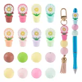 24Pcs 16 Styles Silicone Beads